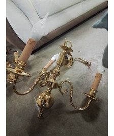 LUSTRE HOLLANDAIS 3 FEUX LAITON 