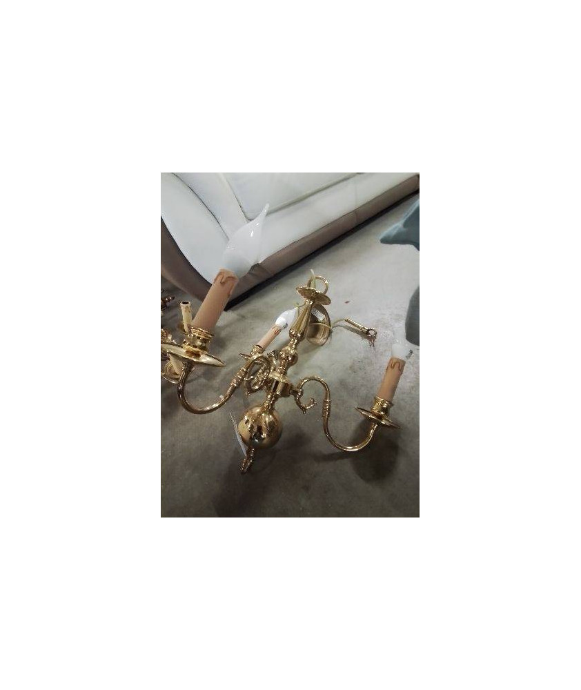 LUSTRE HOLLANDAIS 3 FEUX LAITON 