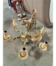 SUSPENSION BRONZE DORE 6 FEUX STYLE EMPIRE 