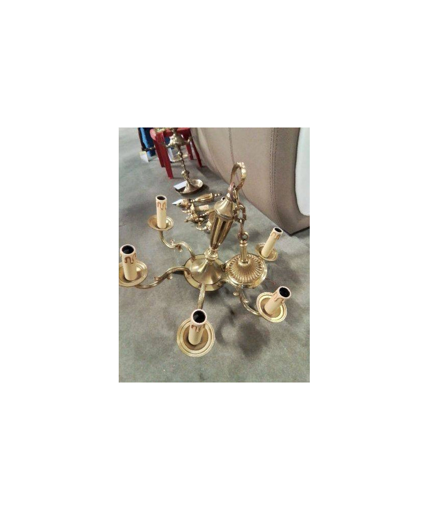 SUSPENSION BRONZE DORE 6 FEUX STYLE EMPIRE 