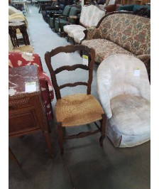 CHAISE BOIS PAILLÉ DOSSIER 3 BARREAUX CHANTOURNÉ STYLE RÉGENCE 