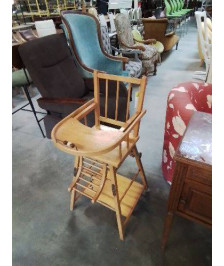 CHAISE HAUTE BÉBÉ BOIS CLAIR ANNÉES 50