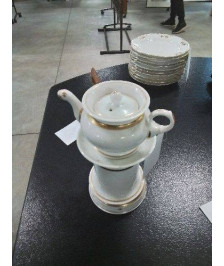 TISANIERE VEILLEUSE PORCELAINE DOREE  FIN XIXE EN L\'ÉTAT