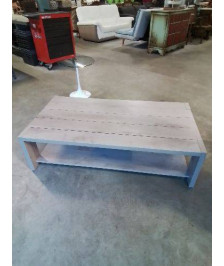TABLE BASSE RECTANGULAIRE 2 NIVEAUX BOIS GRIS GAMI