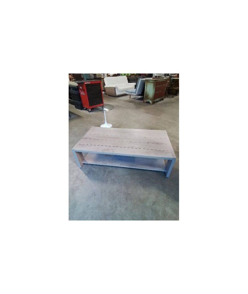 TABLE BASSE RECTANGULAIRE 2 NIVEAUX BOIS GRIS GAMI
