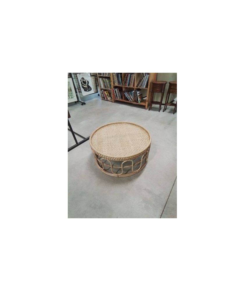 TABLE BASSE RONDE ROTIN ET VANNERIE LA REDOUTE 