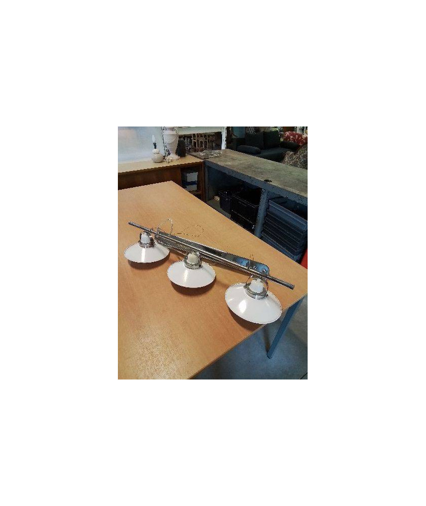 SUSPENSION MÉTAL CHROMÉ ET MÉTAL BLANC 3 FEUX SEYLUMIERE MIRANO 3L