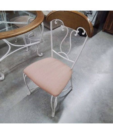 LOT DE 4 CHAISES FER FORGÉ BOIS TISSU