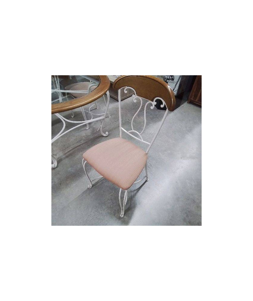 LOT DE 4 CHAISES FER FORGÉ BOIS TISSU