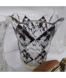 VASE CRISTAL BOHEME MOTIFS CARREAUX NOIRS