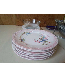 LOT DE 4 ASSIETTE À DESSERT MOTIF FLORAL SERGUEMINES 