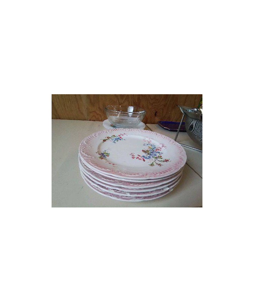 LOT DE 4 ASSIETTE À DESSERT MOTIF FLORAL SERGUEMINES 
