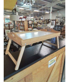 TABLE DE LIT PLIANTE BOIS CLAIR ET BLANC 