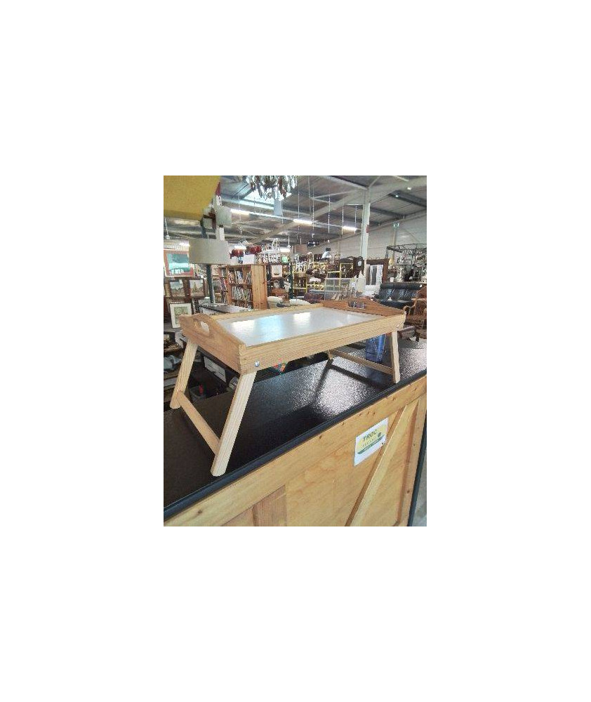 TABLE DE LIT PLIANTE BOIS CLAIR ET BLANC 