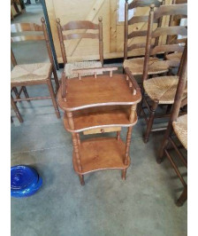 CONSOLE BOIS CLAIR A COLONNES ET GALERIES 1 TIROIR 1 NICHE