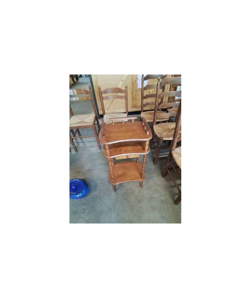 CONSOLE BOIS CLAIR A COLONNES ET GALERIES 1 TIROIR 1 NICHE