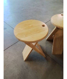 TABOURET PLIANT BOIS CLAIR ROGER TALLON (1929-2012)ANNÉES 80