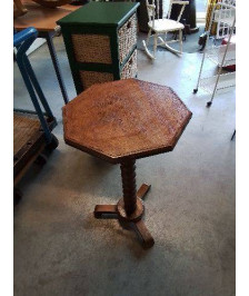 SELLETTE OCTOGONAL BOIS TOURNÉ PIED TRIPODE 