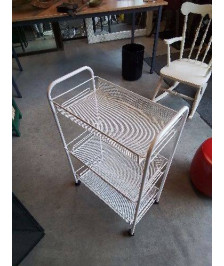 ÉTAGÈRE A ROULETTES MÉTAL BLANC 3 PANIER 