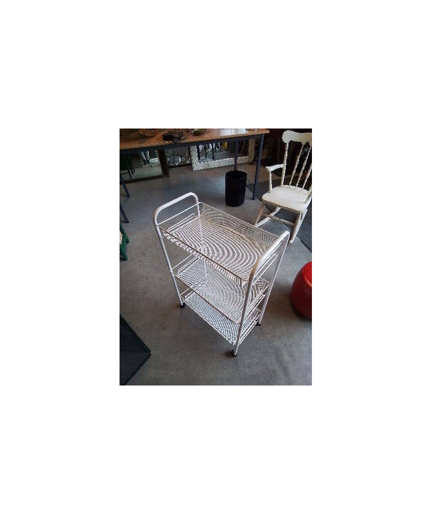 ÉTAGÈRE A ROULETTES MÉTAL BLANC 3 PANIER 