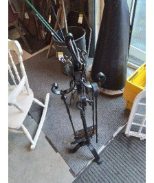 SERVITEUR DE CHEMINÉE FER FORGÉ 5 PIÈCES 