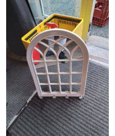 MIROIR CINTRÉ PATÈRES RÉSINE ECRU 