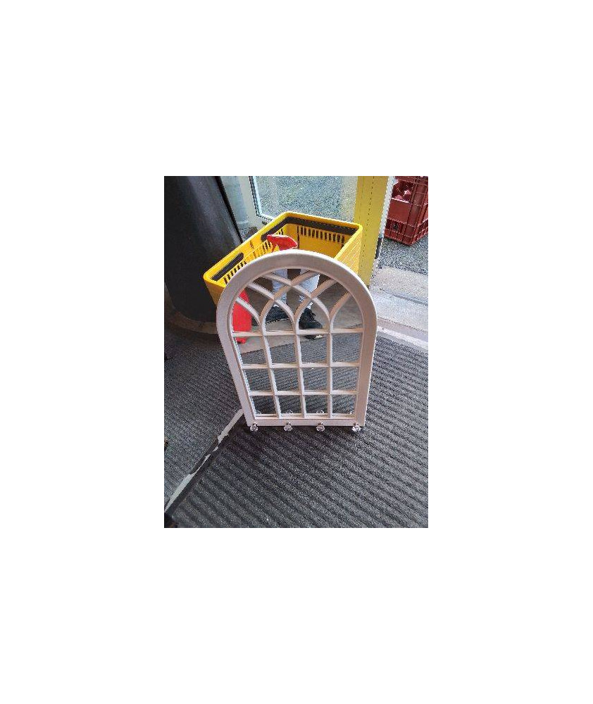 MIROIR CINTRÉ PATÈRES RÉSINE ECRU 