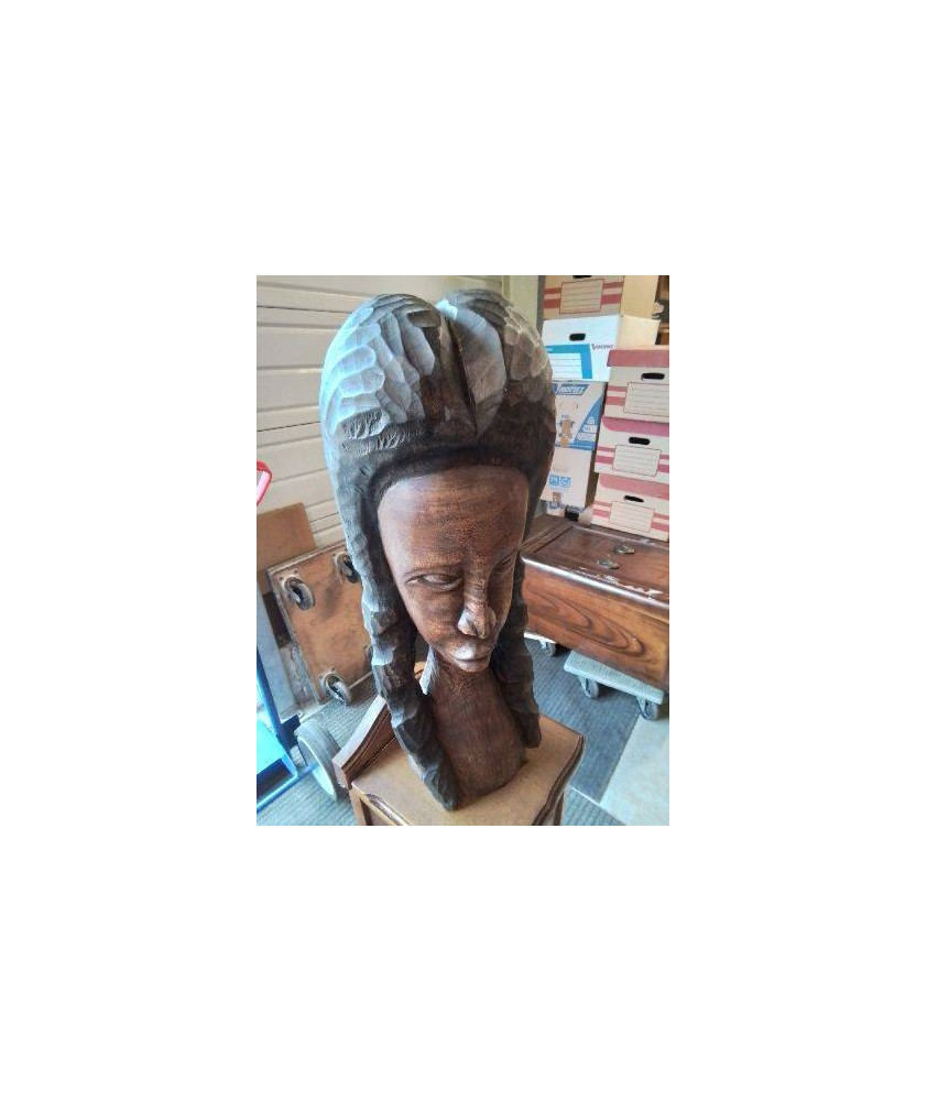 SCULPTURE BOIS BUSTE FEMME AFRICAINE