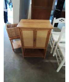 MEUBLE BOIS ET VANNERIE 2 PORTES 1 NICHE 