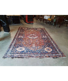 TAPIS FAIT MAIN SCHIRAZ IRAN ROUGE ECRU BLEU