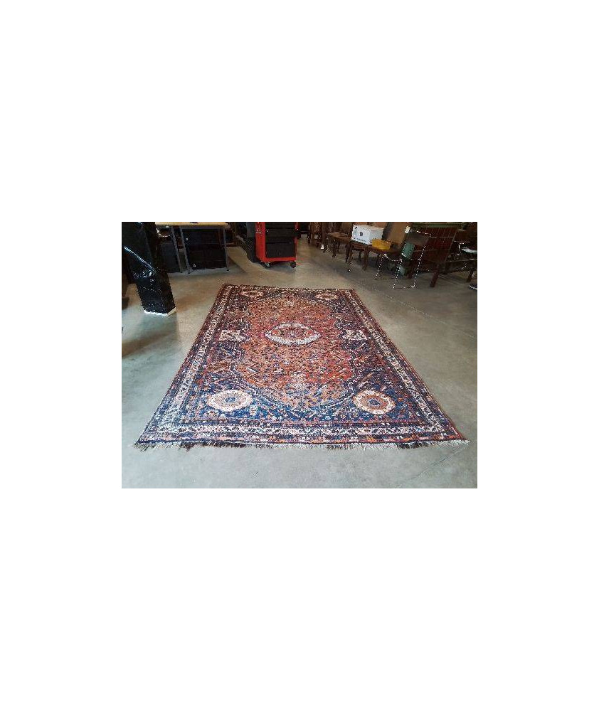 TAPIS FAIT MAIN SCHIRAZ IRAN ROUGE ECRU BLEU