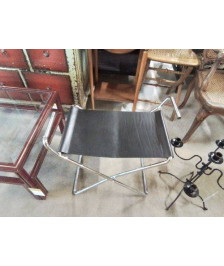 SIEGE PLIANT X-SIT ENGELBRECHTS ACIER  CHROMÉ ASSISE CUIR NOIR