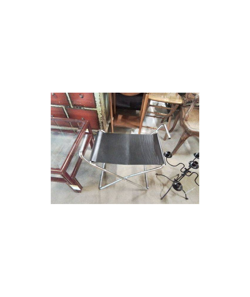 SIEGE PLIANT X-SIT ENGELBRECHTS ACIER  CHROMÉ ASSISE CUIR NOIR