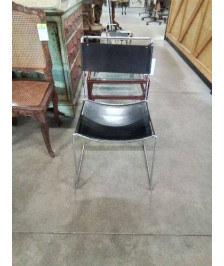 CHAISE SERIE OUTDOOR METAL CHROME CUIR  PAR GIANDOMENICO BELOTTI - 1922 2004- EDITION ALIAS 1980