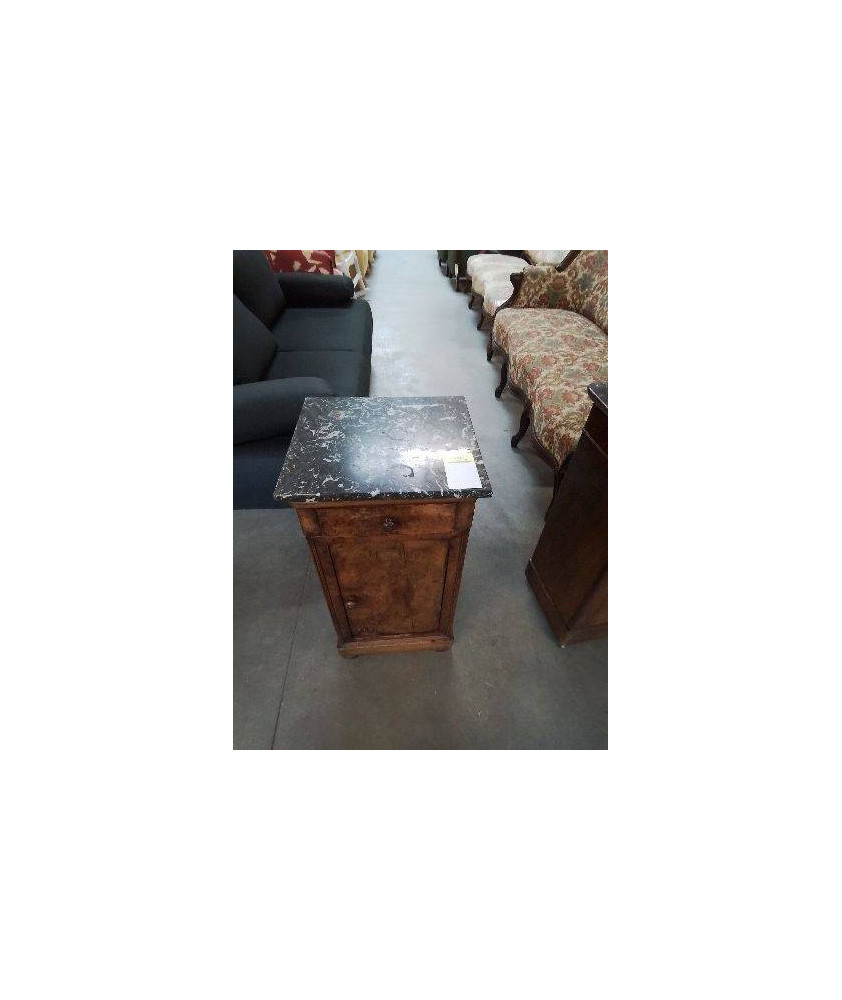 CHEVET LOUIS PHILIPPE 1 PORTE 1 TIROIR MARBRE GRIS 