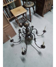 LUSTRE HOLLANDAIS LAITON 6 FEUX 85X65 CM