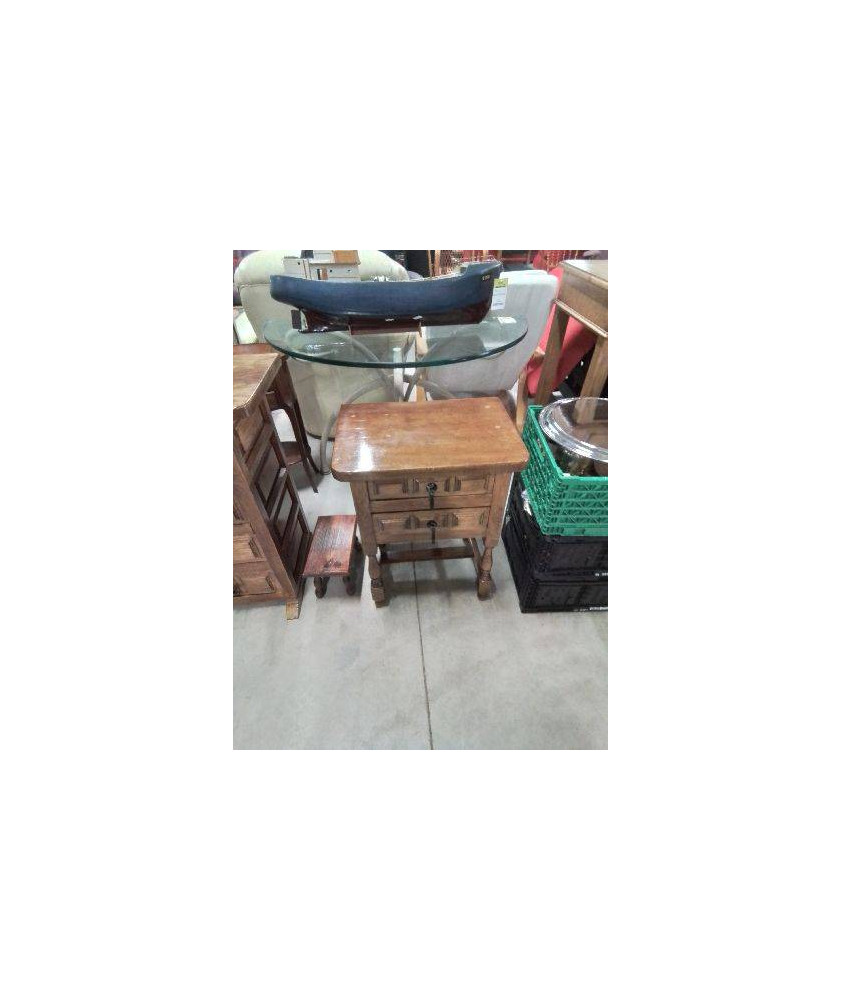 CHEVET BOIS MOULURÉ A ENTRETOISE PIEDS BALUSTRE 2 TIROIRS 