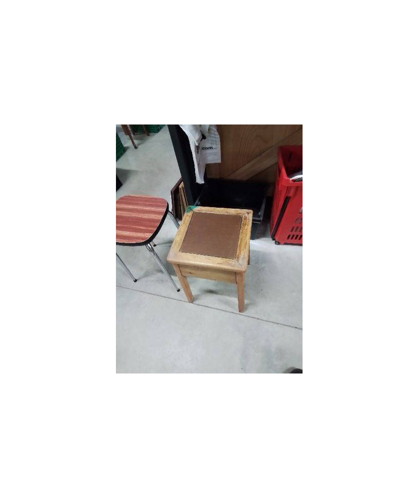 TABOURET COFFRE BOIS CLAIR ANNÉES 50