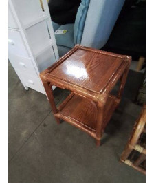 TABLE BASSE CARRÉ 2 NIVEAUX ROTIN ET VANNERIE 