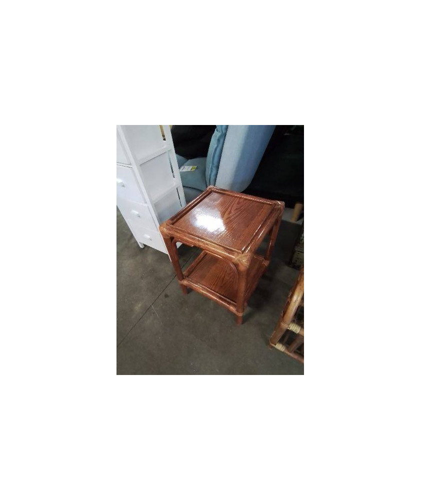 TABLE BASSE CARRÉ 2 NIVEAUX ROTIN ET VANNERIE 