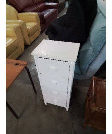 CHIFFONNIER BOIS PEINT BLANC 4 TIROIRS 