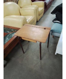 BUREAU D’ECOLIER PIÈTEMENT MÉTAL MARRON PLATEAU BOIS CLAIR 1 TIROIR