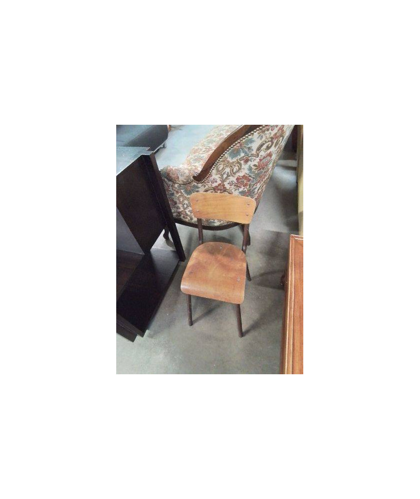 CHAISE D’ÉCOLIER PIÈTEMENT MÉTAL MARRON ASSISE ET DOSSIER BOIS CLAIR