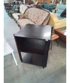 BIBLIOTHÈQUE SUR ROULETTES BOIS WENGE 4 NICHES 