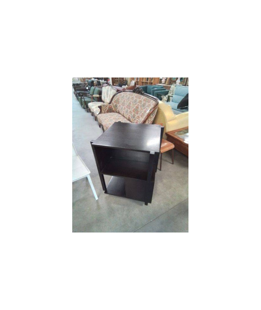 BIBLIOTHÈQUE SUR ROULETTES BOIS WENGE 4 NICHES 