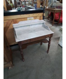 TABLE DE TOILETTE LOUIS PHILIPPE  PLATEAU MARBRE BLANC 1 TIROIR 