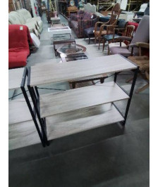 ÉTAGÈRE PIETEMENT METAL NOIR 3 TABLETTES BOIS CLAIR 