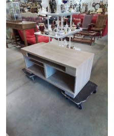 MEUBLE TV BAS BOIS CLAIR 4 NICHES 