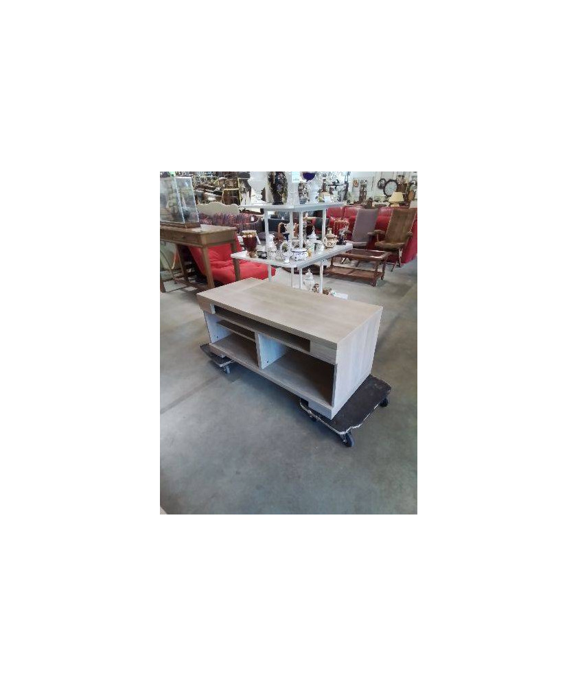 MEUBLE TV BAS BOIS CLAIR 4 NICHES 