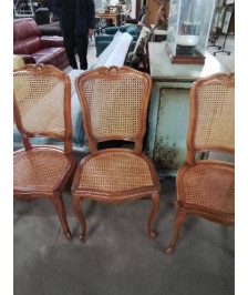 6 CHAISES BOIS CLAIR CANNÉ STYLE RÉGENCE 